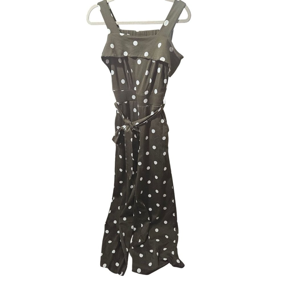 Green Polka Dot Jumpsuit With Belt - New York & Company XS